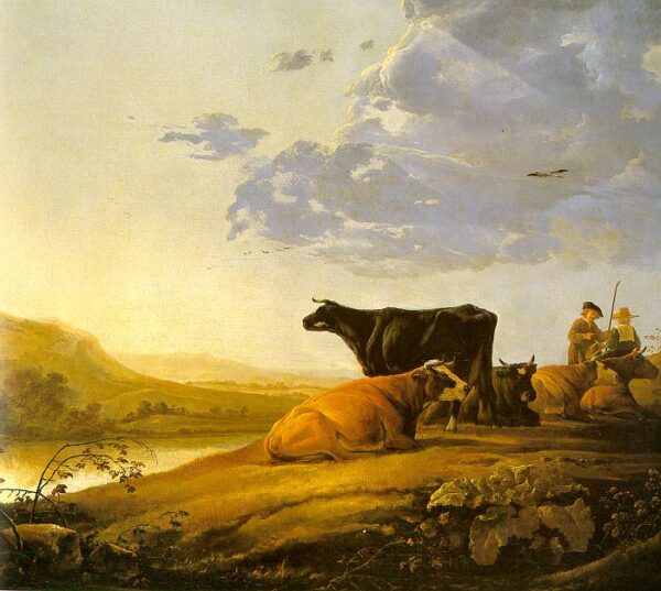 Young Herdsman with Cows by Aelbert Cuyp, hand-painted oil reproduction