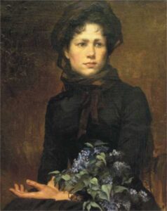 Young Lady with a Lilac Bouquet by Marie Bashkirtseff, hand-painted oil painting reproduction