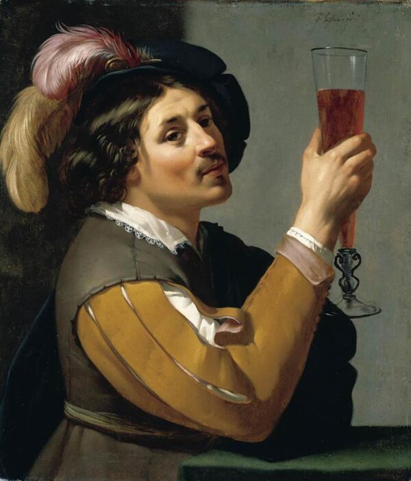Young Man Drinking a Glass of Wine by Jan van Bijlert, hand-painted oil painting reproduction