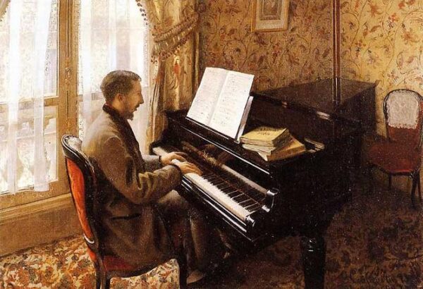 Young Man Playing The Piano by Gustave Caillebotte, hand-painted oil painting reproduction