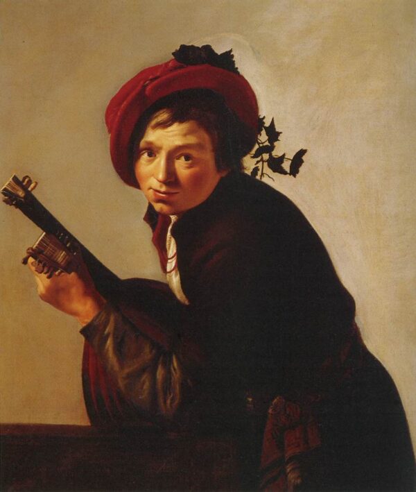 Young Man Playing the Lute by Jan van Bijlert, hand-painted oil painting reproduction
