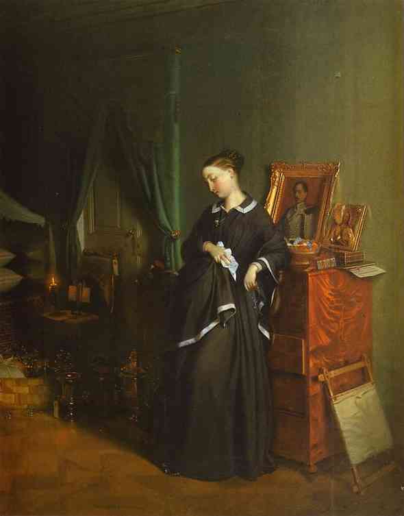 Young Widow, 1st Version by Pavel Fedotov, hand-painted oil reproduction