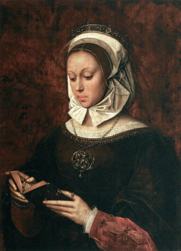 Young Woman in Orison Reading a Book of Hours by Ambrosius Benson, hand-painted oil reproduction