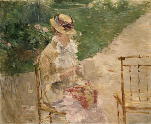 Young Woman Knitting by Berthe Morisot, hand-painted oil painting reproduction