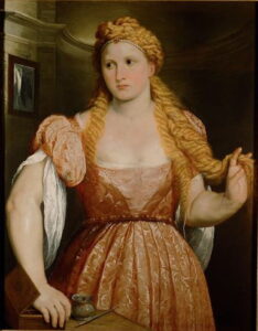 Young Woman at a Dressing Table by Paris Bordone, hand-painted oil painting reproduction