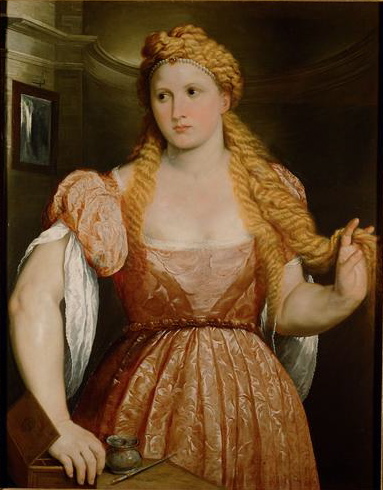 Young Woman at a Dressing Table by Paris Bordone, hand-painted oil reproduction