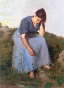 Young Woman in a Field by Jules Breton, hand-painted oil painting reproduction