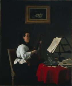 Young Woman with a Mandolin by François Bonvin, hand-painted oil painting reproduction