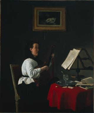 Young Woman with a Mandolin by François Bonvin, hand-painted oil reproduction