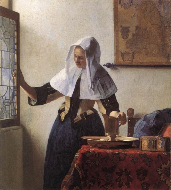 Young Woman with a Water Jug by Johannes Vermeer, hand-painted oil painting reproduction