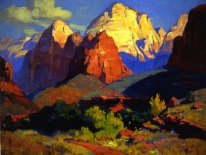 Zion Park by Franz Bischoff, hand-painted oil painting reproduction