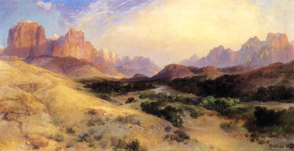 Zion Valley South Utah by Thomas Moran, hand-painted oil painting reproduction