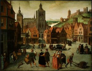 The Marketplace in Bergen op Zoom by Abel Grimmer, hand-painted oil painting reproduction