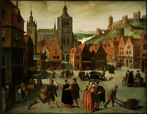 The Marketplace in Bergen op Zoom by Abel Grimmer, hand-painted oil reproduction