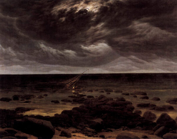 Seashore with Shipwreck by Moonlight by Caspar David Friedrich, hand-painted oil painting reproduction