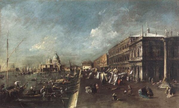 View of the Molo towards the Santa Maria della Salute by Francesco Guardi, hand-painted oil painting reproduction
