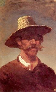 head of the peasant a Ukrainian and a straw hat 1890 1895 by Arkhip Kuindzhi, hand-painted oil painting reproduction