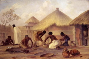 Manufacture of sugar at Katipo making pots to contain it by Thomas Baines, hand-painted oil painting reproduction
