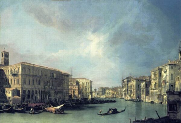 Canal Grande, looking North from near the Rialto Bridge by Canaletto, hand-painted oil painting reproduction