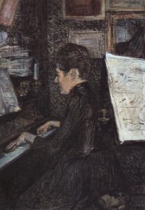 The Dihau young lady to the piano by Toulouse-Lautrec, hand-painted oil painting reproduction
