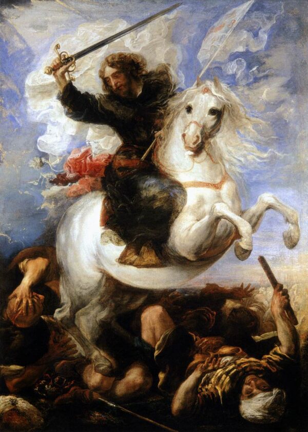 t James the Great in the Battle of Clavijo by Juan Carreño de Miranda, hand-painted oil painting reproduction