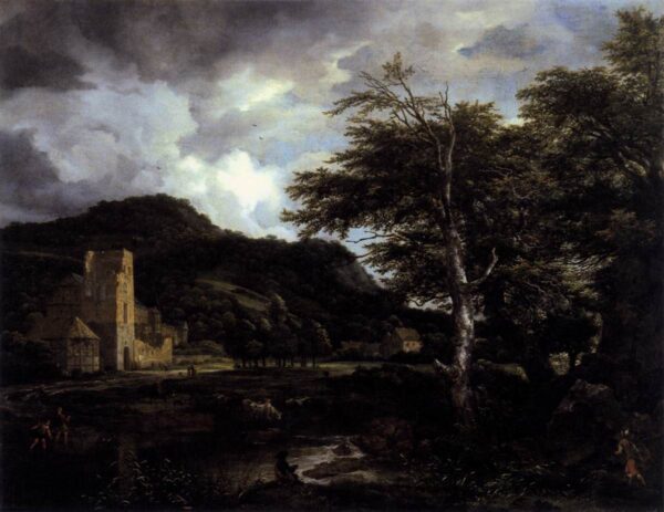 vThe Cloister by Jacob Isaackszoon van Ruisdael, hand-painted oil painting reproduction