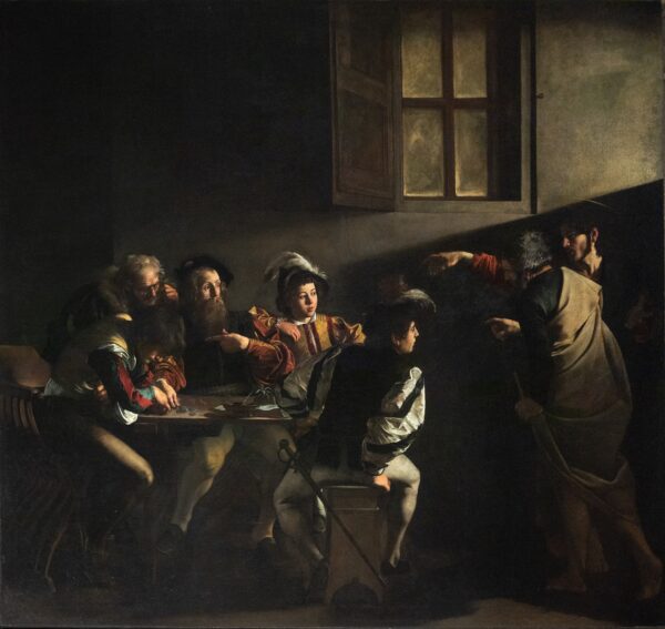 The Calling of Saint Matthew by Caravaggio, hand-painted oil painting reproduction