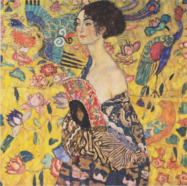 Lady with a Fan by Gustav Klimt, hand-painted oil painting reproduction