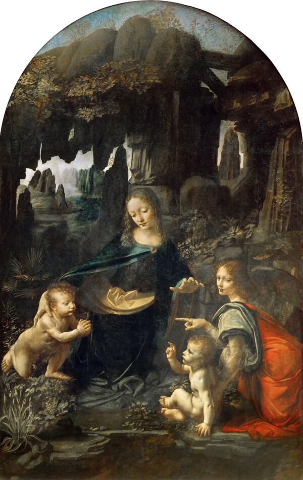 The Virgin of the Rocks by Leonardo da Vinci, hand-painted oil painting reproduction