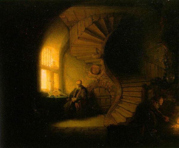Philosopher in Meditation by Rembrandt, hand-painted oil painting reproduction
