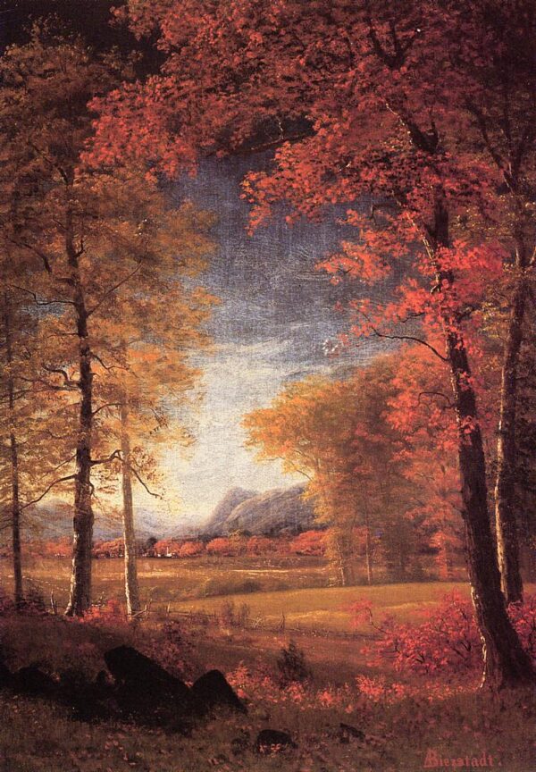 Autumn in America, Oneida County, New York by Albert Bierstadt, hand-painted oil reproduction on canvas