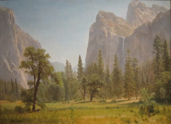 Bridal Veil Falls, Yosemite by Albert Bierstadt, hand-painted oil reproduction on canvas