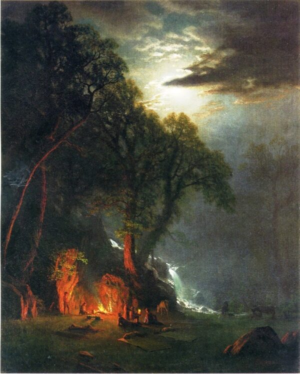 Campfire Site, Yosemite by Albert Bierstadt, hand-painted oil reproduction on canvas