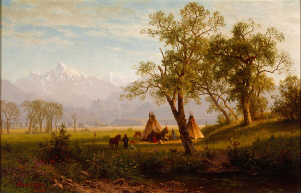 Wind River Mountains, Nebraska Territory by Albert Bierstadt, hand-painted oil reproduction on canvas