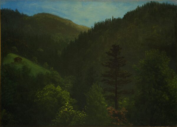 Wooded Landscape by Albert Bierstadt, hand-painted oil reproduction on canvas