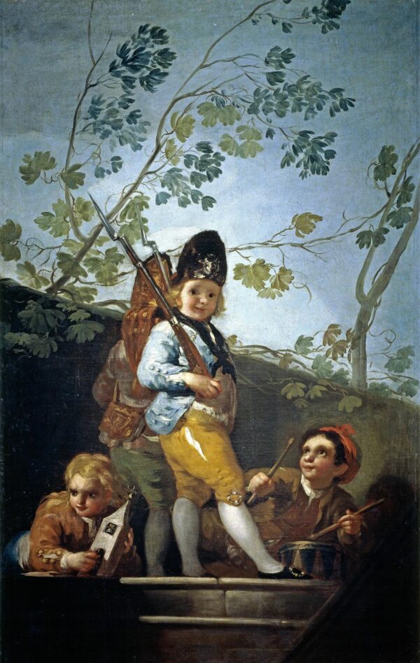 Boys Playing at Soldiers