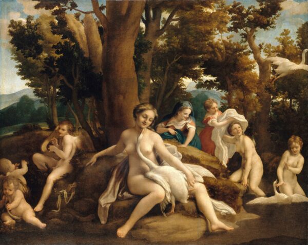 Leda and the Swan by Antonio da Correggio, hand-painted oil reproduction