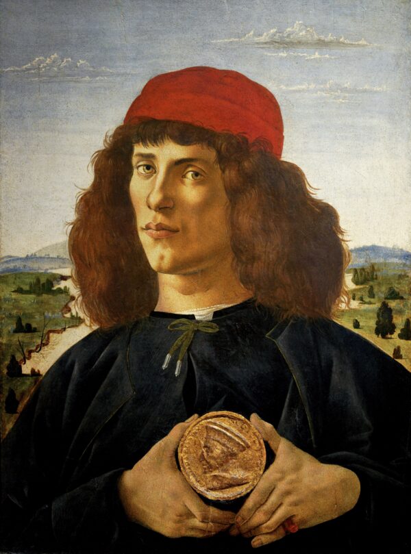 Portrait of a Man with a Medal of Cosimo the Elder by Sandro Botticelli, hand-painted oil reproduction