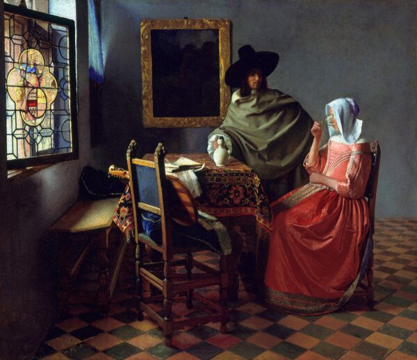 The Wine Glass by Johannes Vermeer, hand-painted oil reproduction