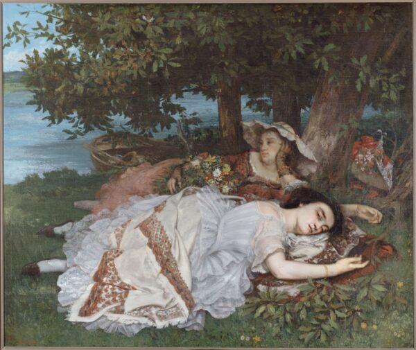Young Ladies on the Banks of the Seine by Gustave Courbet, hand-painted oil reproduction
